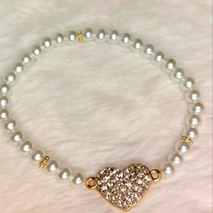 Pearl heart metal bracelet